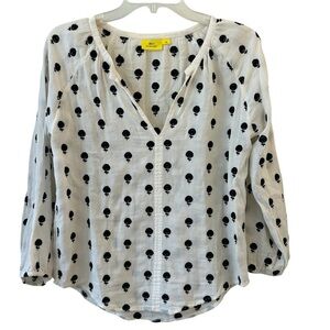 Roller Rabbit XS Women's Cream and Black Polka Dot Blouse Top